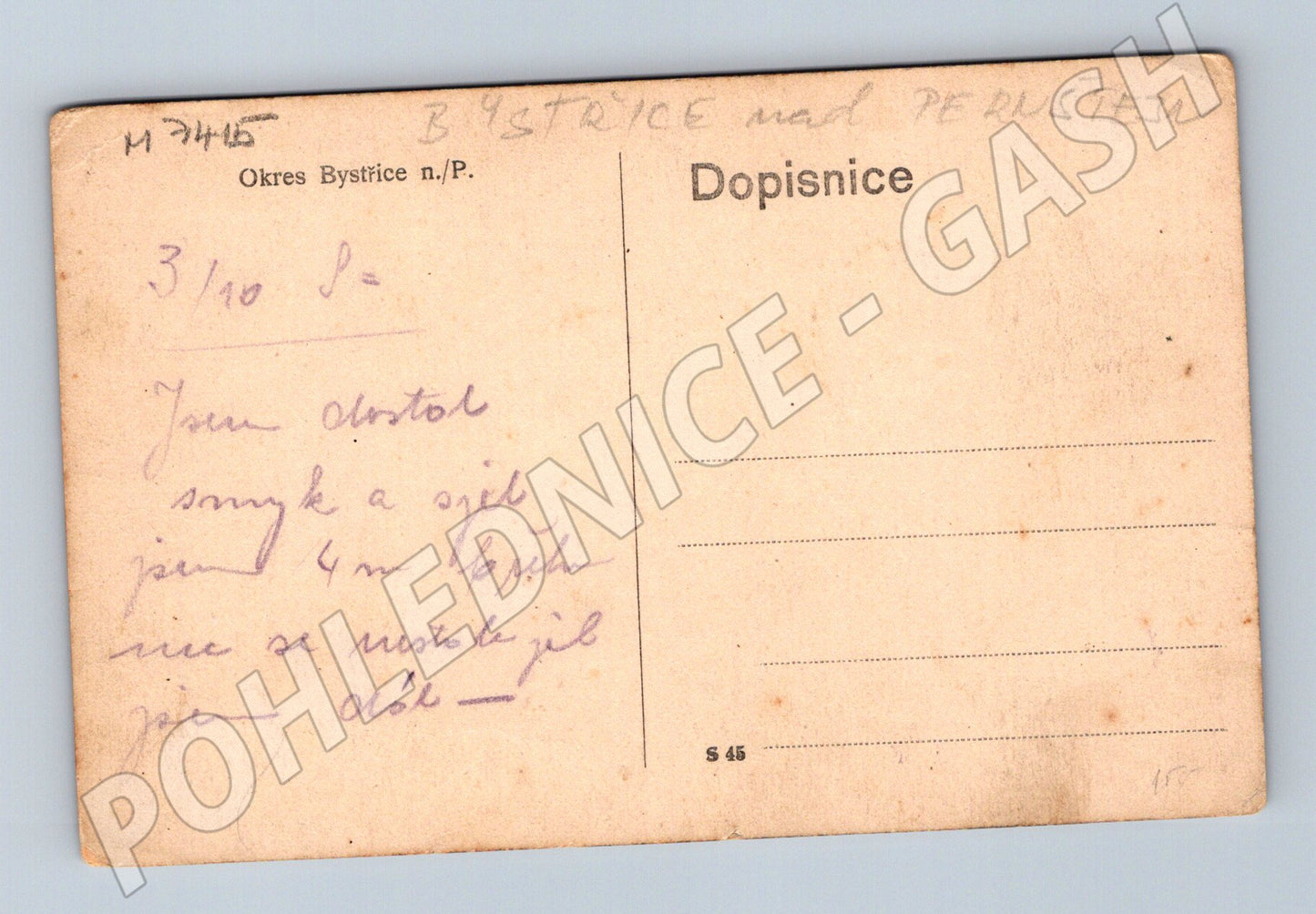 Pohlednice Bystřice nad Pernštejnem mapa (M7415)