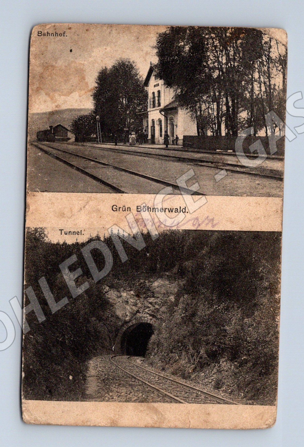 Pohlednice Šumava Grün nádraží a tunel (M7422)