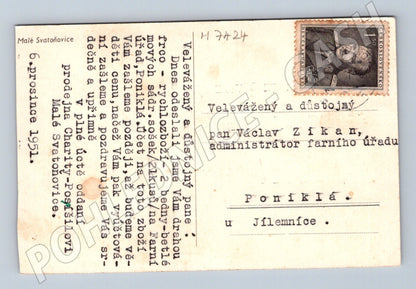 Pohlednice Kalvoda kresba vesnice 1946 (M7424)