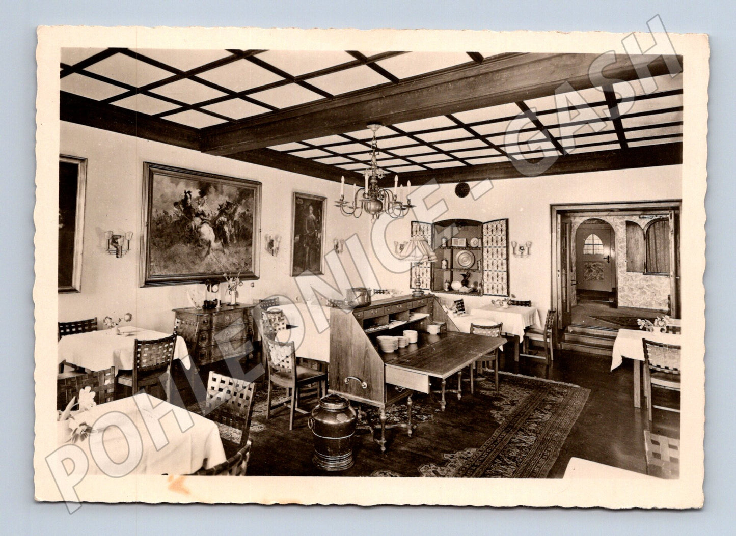 Postcard Hotel Eisenhut Rothenburg dining room (M7447)