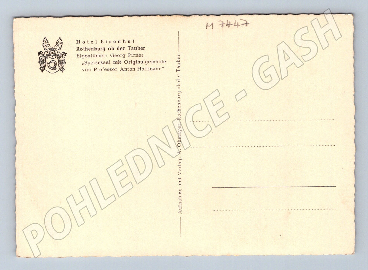 Postcard Hotel Eisenhut Rothenburg dining room (M7447)