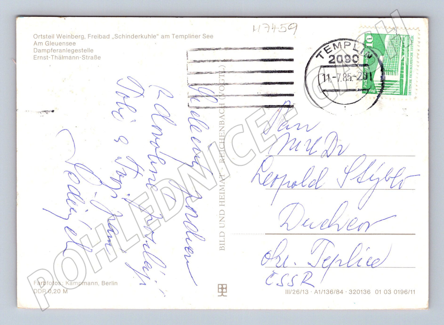 Pohlednice Templin NDR 1985 použité (M7459)