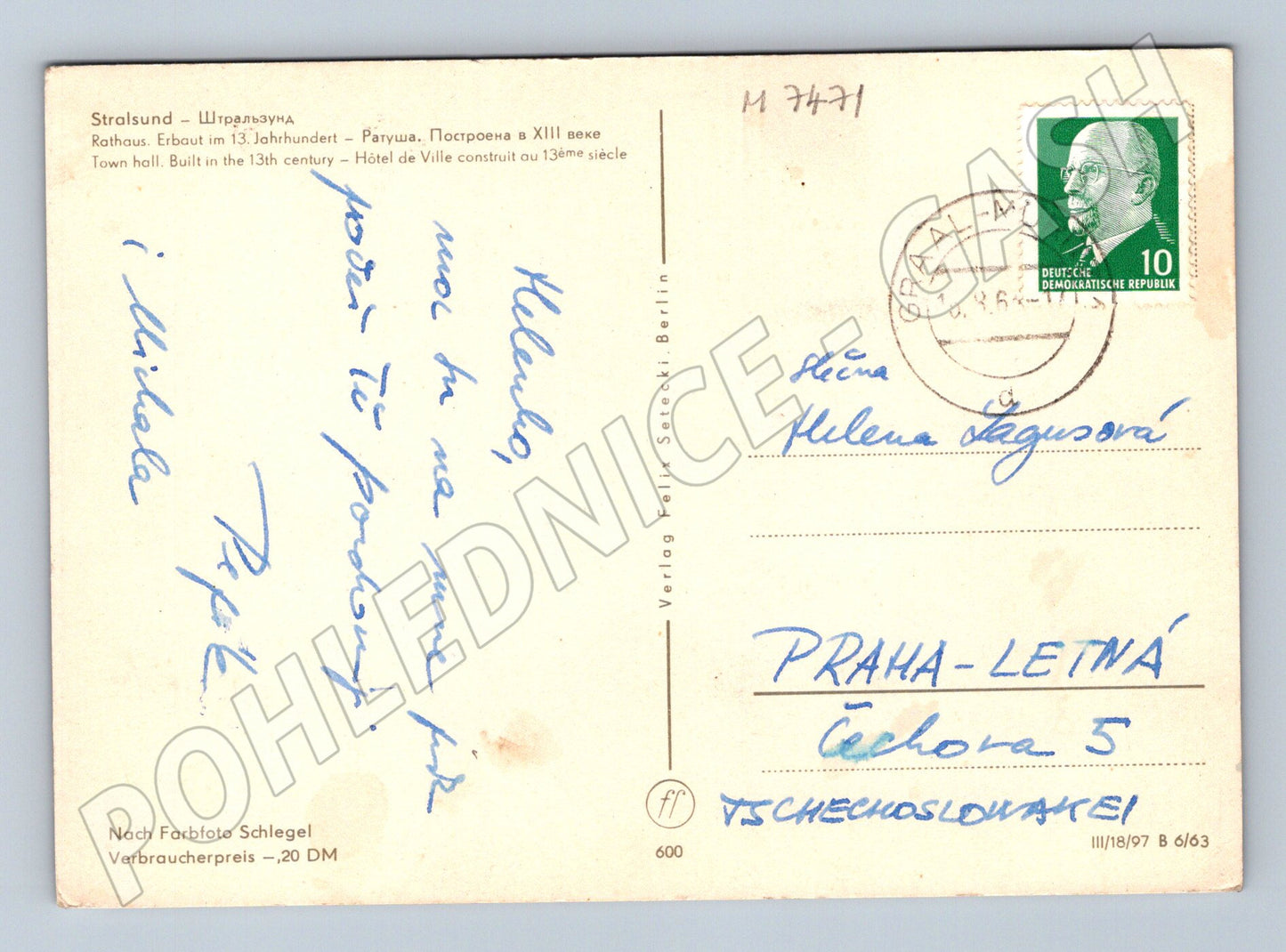 Pohlednice Stralsund radnice 60 léta (M7471)