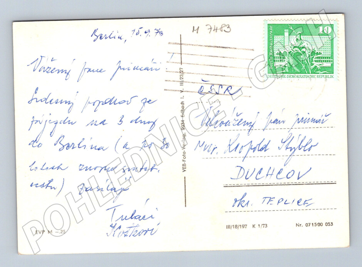 Pohlednice Berlín DDR 1973 koláž památek (M7483)