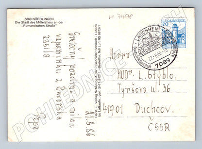 Pohlednice Nördlingen letecký pohled 1986 (M7498)