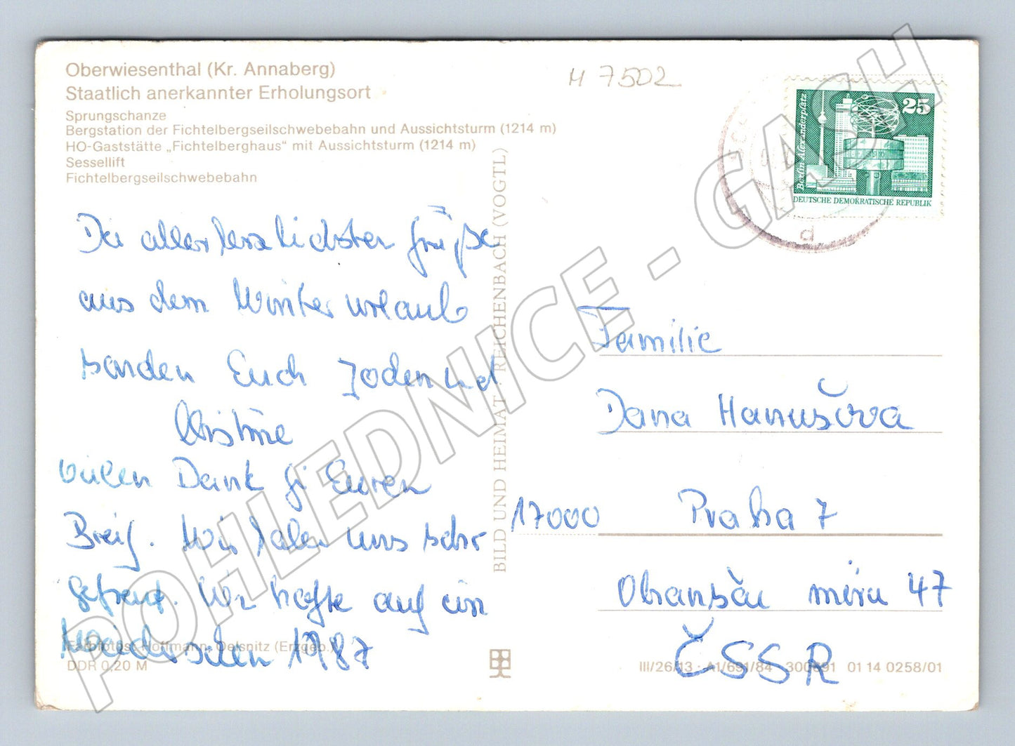 Pohlednice Oberwiesenthal lanovka zimní sporty (M7502)