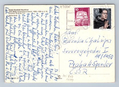 Postcard Gasthof Hochfirst Saig Germany stamp (M7508)