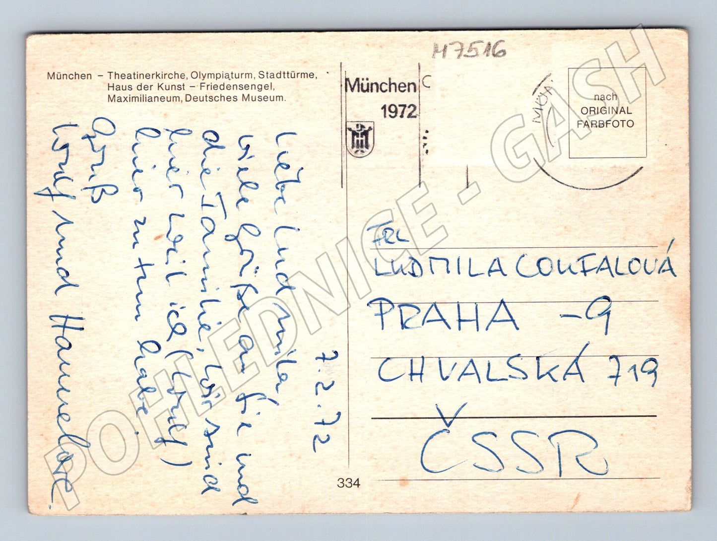 Postcard Munich Olympics 1972 collage to Czechoslovakia (M7516)