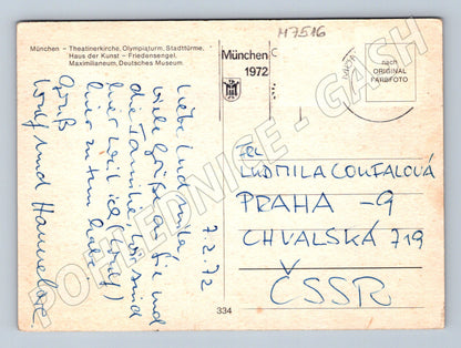 Postcard Munich Olympics 1972 collage to Czechoslovakia (M7516)