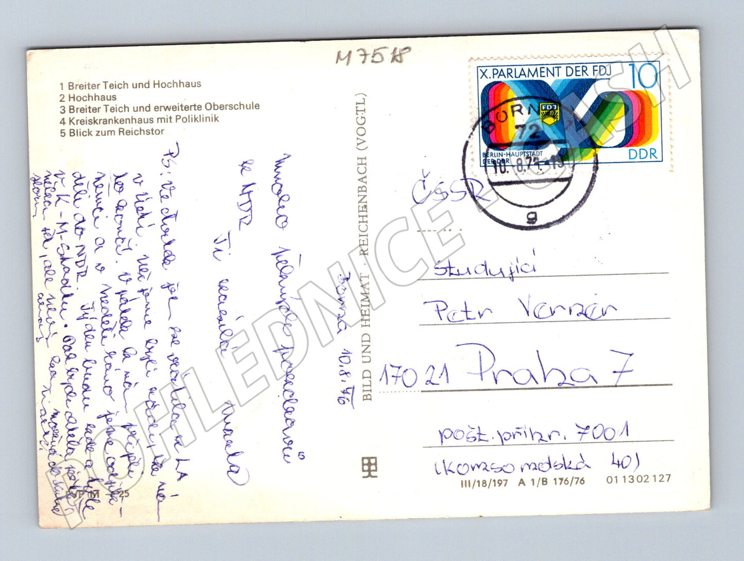Pohlednice Borna DDR 1974 více záběrů města (M7518)