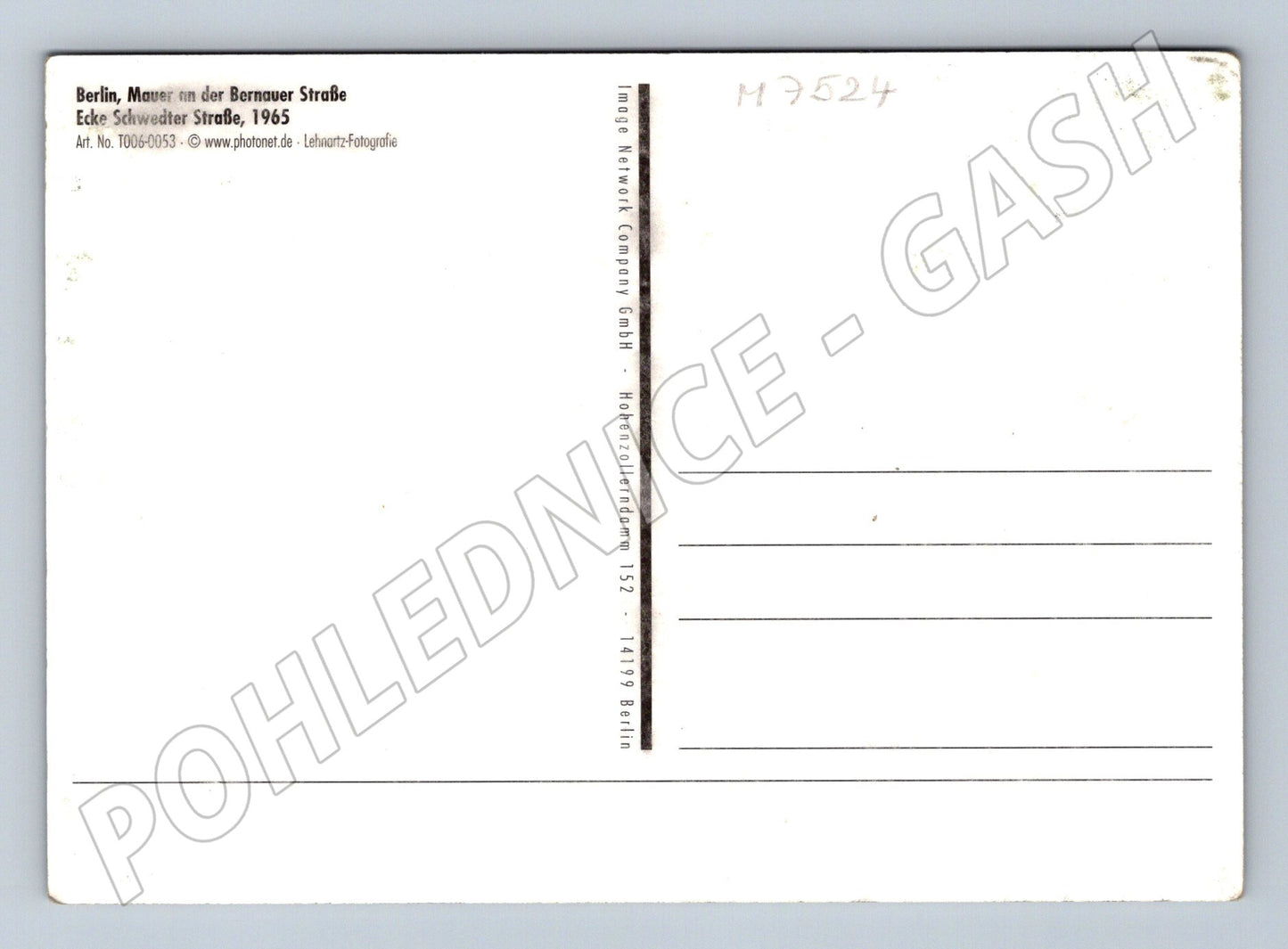 Postcard Berlin Wall Bernauer Straße 1965 (M7524)