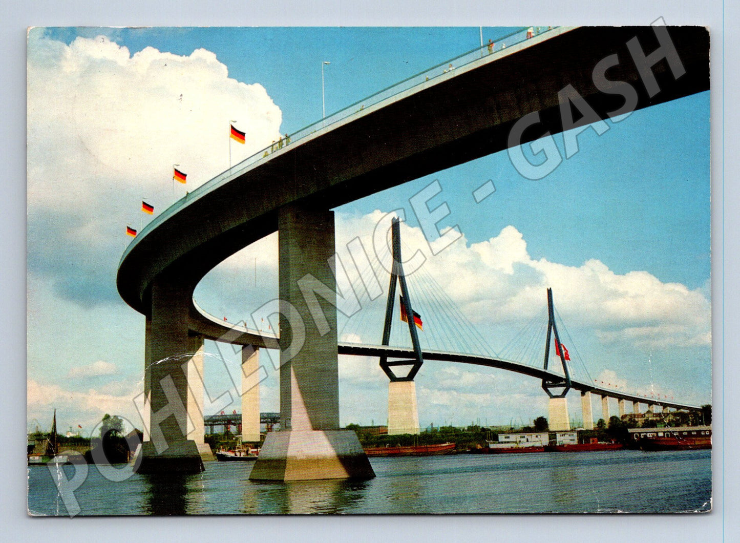 Postcard Hamburg Köhlbrand Brücke 1975 ships (M7528)