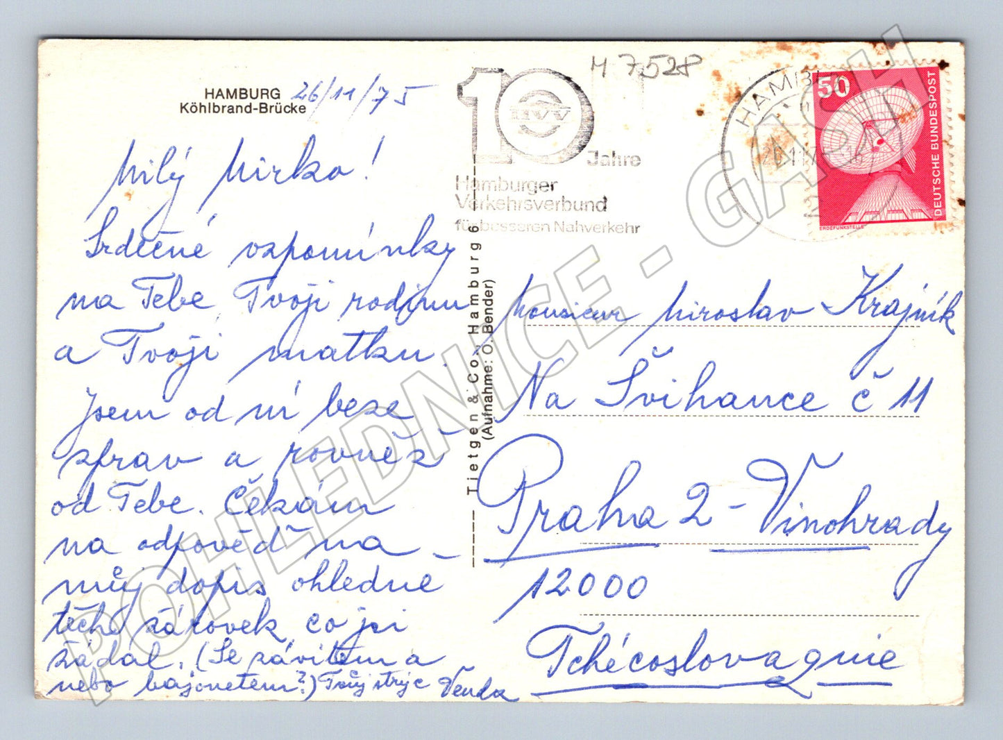 Postcard Hamburg Köhlbrand Brücke 1975 ships (M7528)