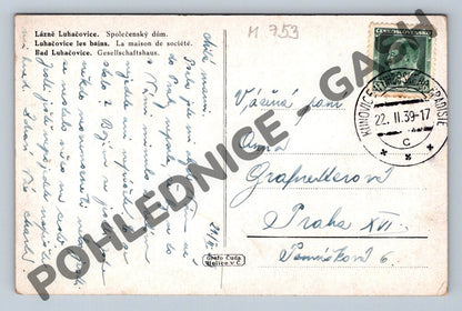 Pohlednice Luhačovice Společenský dům 1939 ČSR (M753)