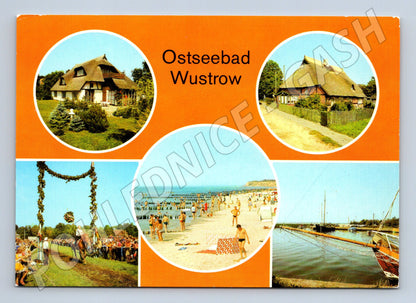 Postcard Ostseebad Wustrow beach harbor GDR (M7531)
