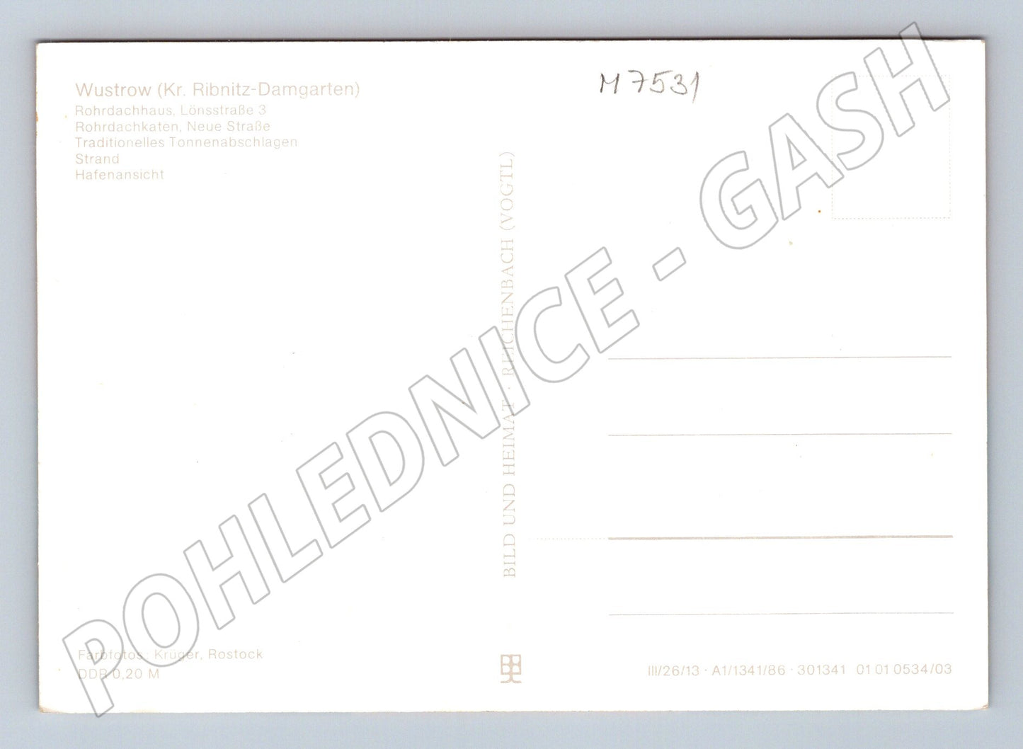 Postcard Ostseebad Wustrow beach harbor GDR (M7531)