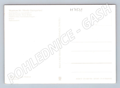 Postcard Ostseebad Wustrow beach harbor GDR (M7531)