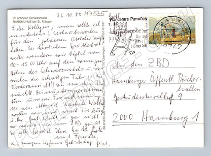 Postcard Schwarzwald Germany 1985 house (M7535)