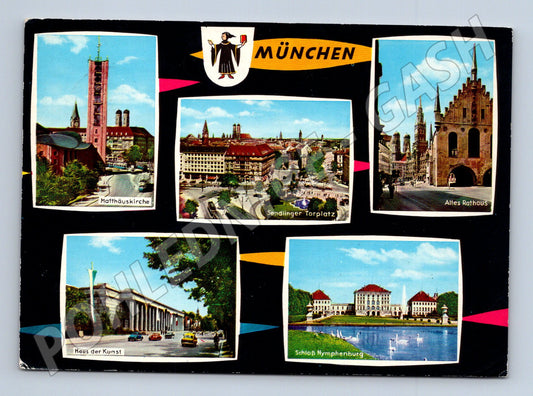 Postcard Munich 1969 city collage (M7538)