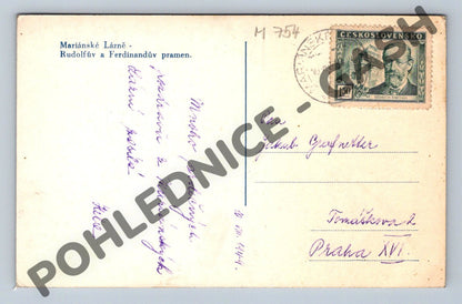 Pohlednice Mariánské Lázně Rudolfův pramen 1941 (M754)