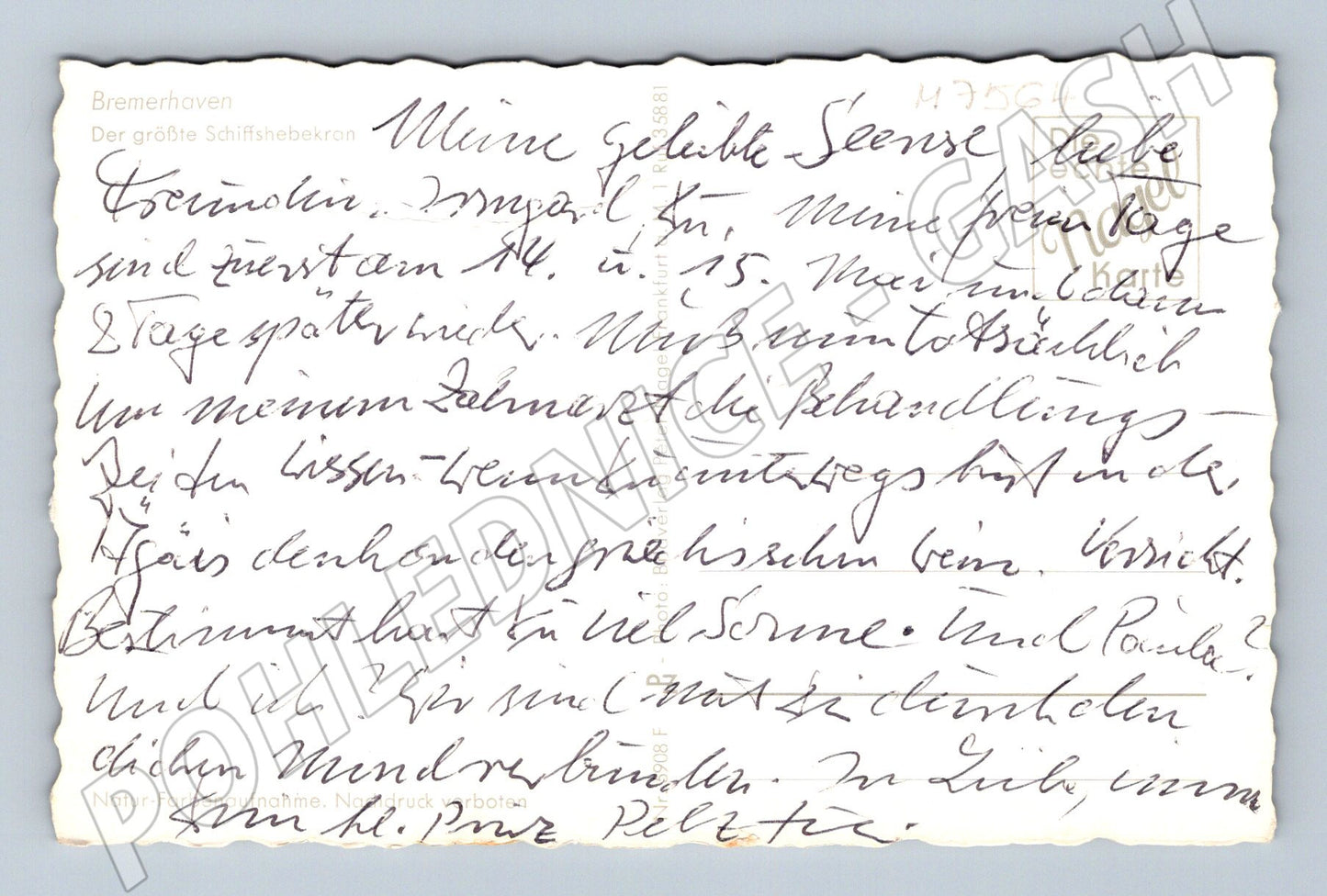 Pohlednice Bremerhaven přístav jeřáb loď (M7564)