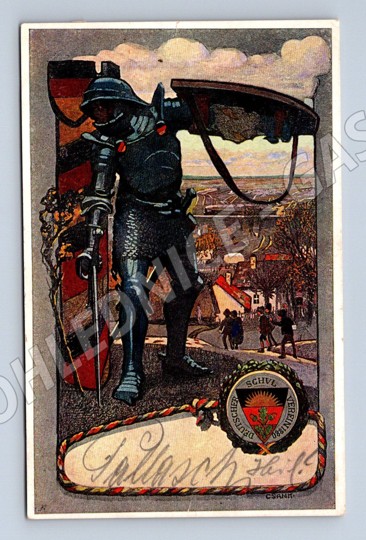 Pohlednice rytíř školní spolek Vídeň 1900s (M7602)