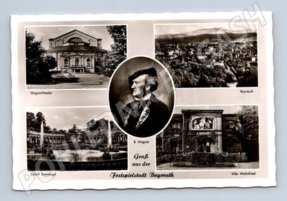 Pohlednice Bayreuth koláž památek město Wagner historická (M7608)