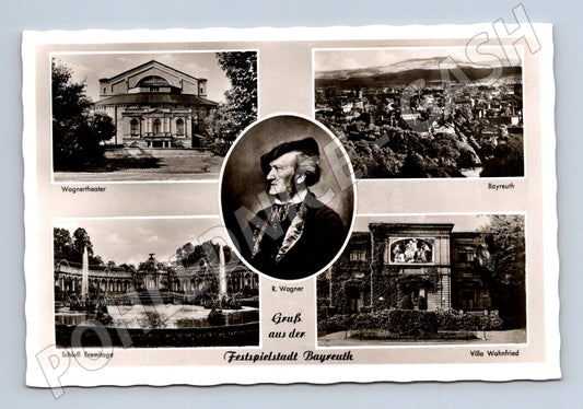Pohlednice Bayreuth koláž památek město Wagner historická (M7608)