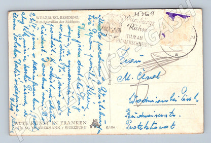 Pohlednice Würzburg Residenz čb historická pohlednice Německo (M7611)