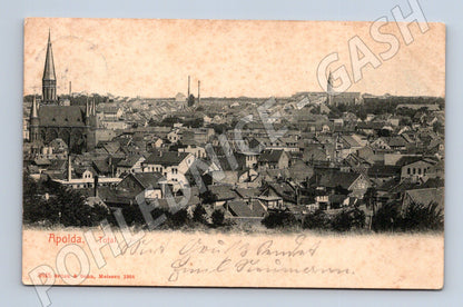 Pohlednice Apolda celkový pohled 1904 prošlá poštou (M7622)