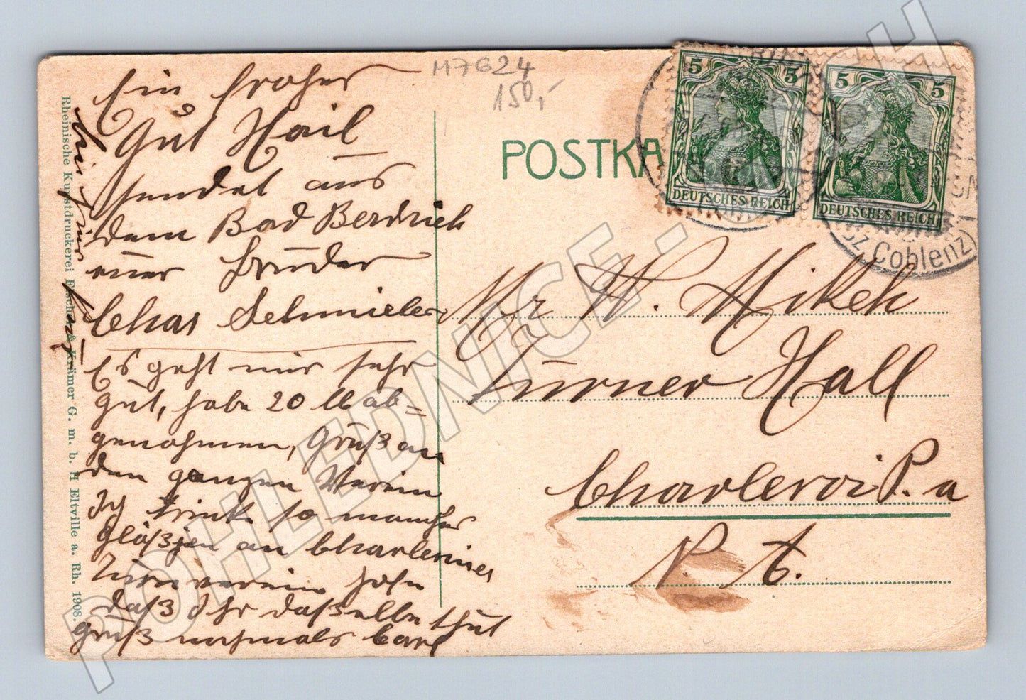 Pohlednice Bad Bertrich lázně Německo 2x známka Reich (M7624)