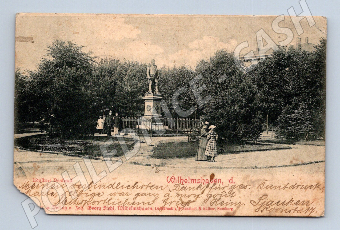 Pohlednice Wilhelmhaven 1899 památník a park Německo (M7626)