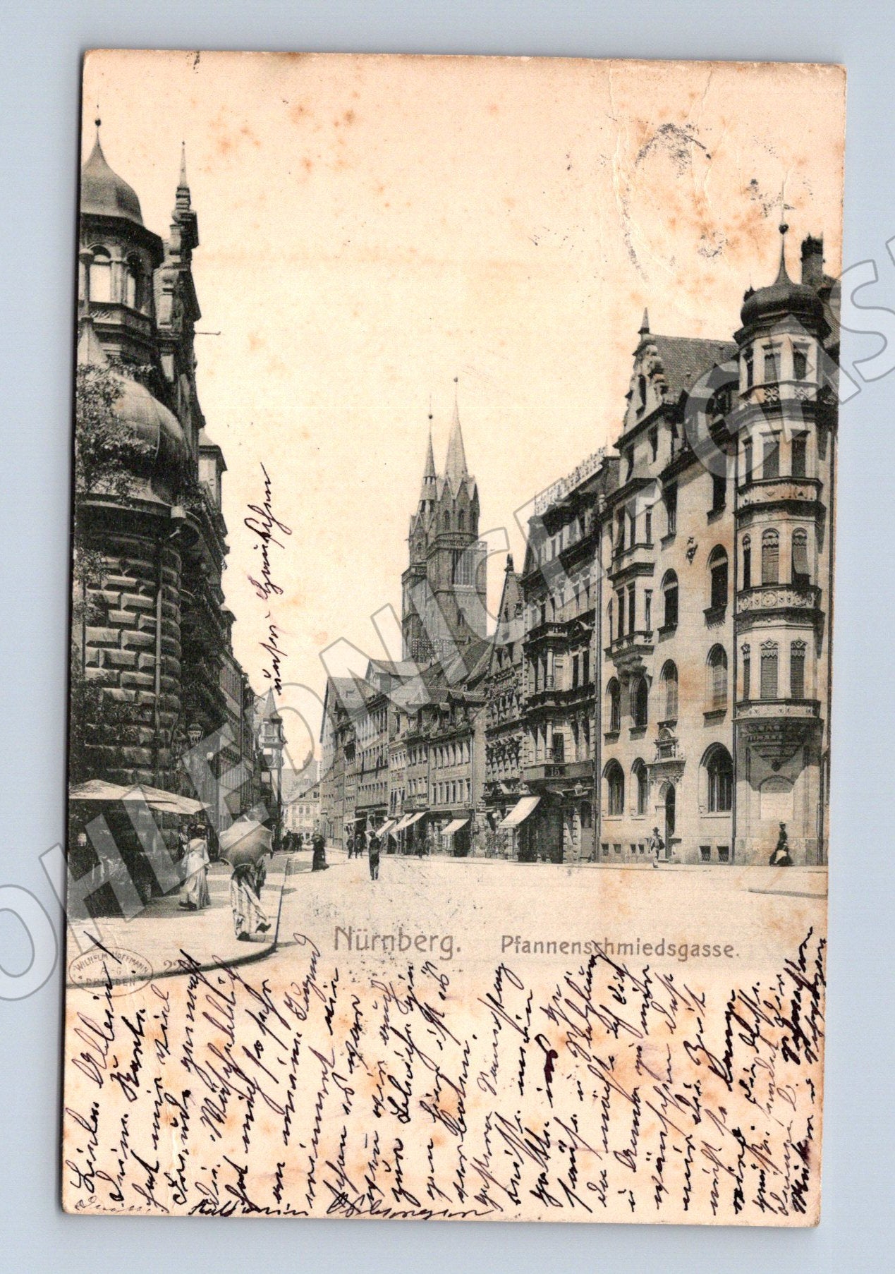 Pohlednice Norimberk Pfannenschmiedsgasse staré pohlednice (M7628)