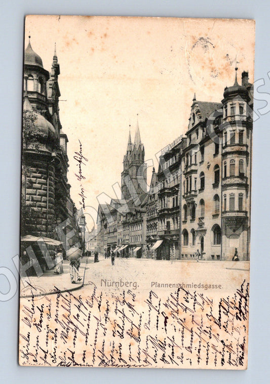 Pohlednice Norimberk Pfannenschmiedsgasse staré pohlednice (M7628)