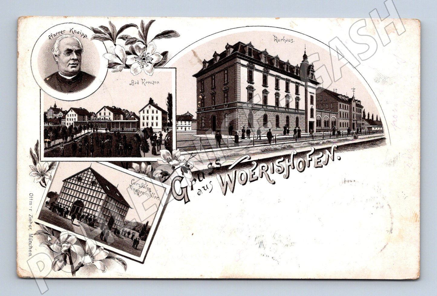 Pohlednice Bad Wörishofen 1896 litografická lázeňská (M7629)