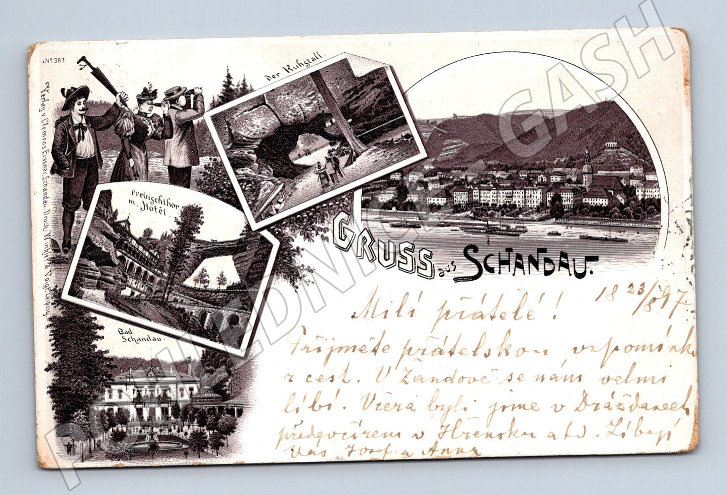 Pohlednice Bad Schandau 1897 pohled se známkou razítkem (M7631)