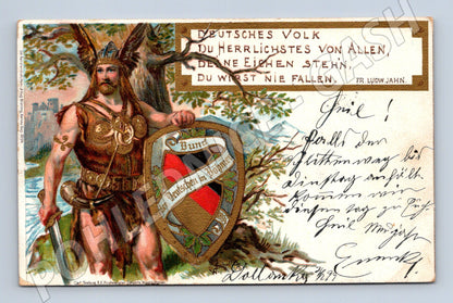 Pohlednice Germánský bojovník hrad Bund der Deutschen 1899 (M7639)