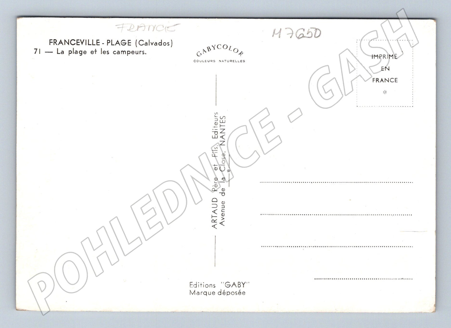 Postcard Franceville Plage beach and campers France (M7650)