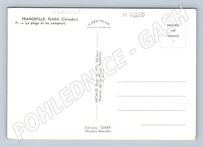Postcard Franceville Plage beach and campers France (M7650)