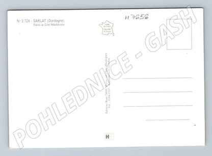 Postcard Sarlat medieval town France collage (M7656)