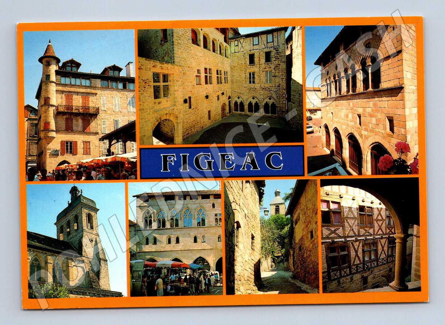 Postcard Figeac historic town France collage (M7663)