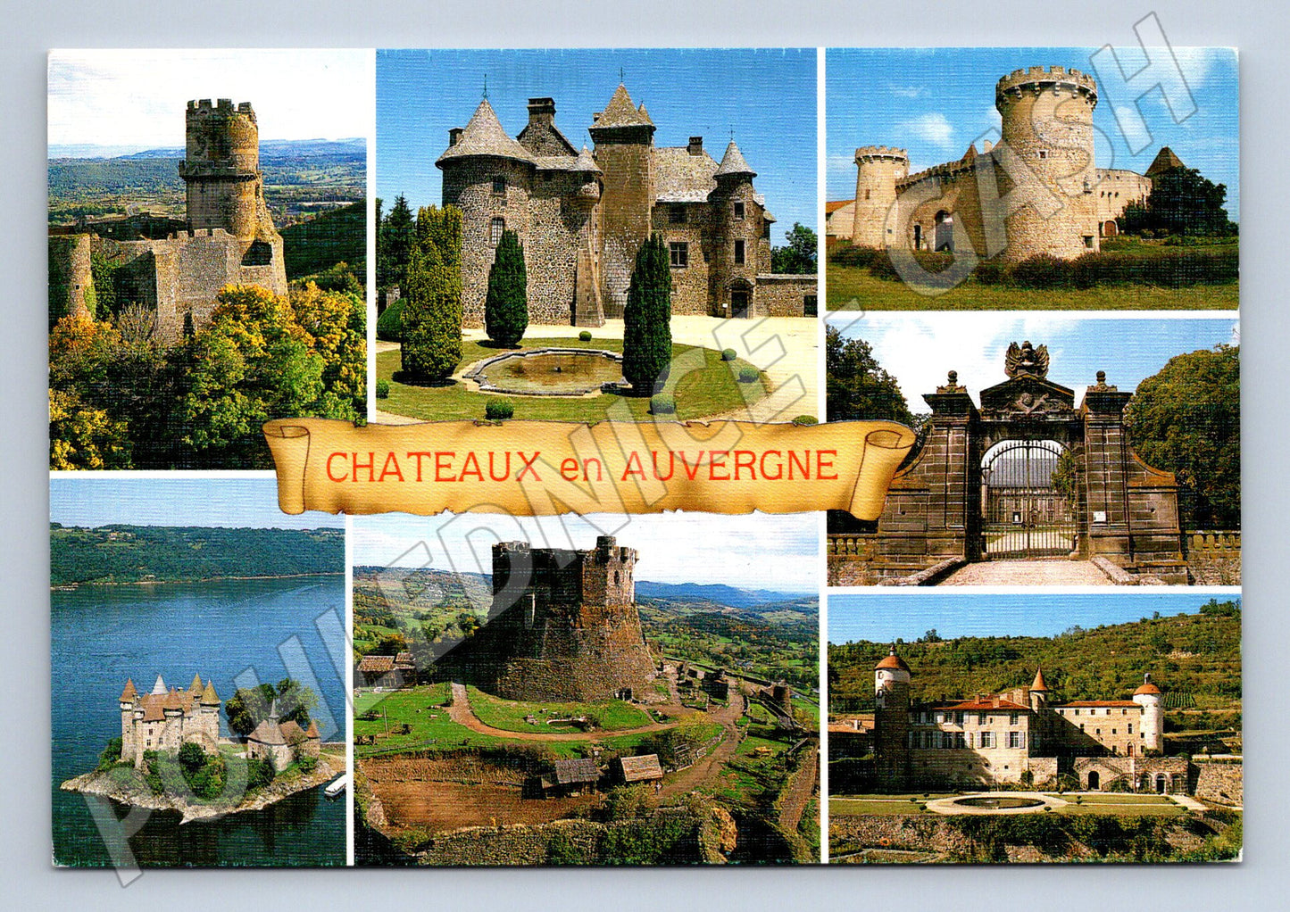 Postcard Châteaux en Auvergne castles and chateaux (M7666)