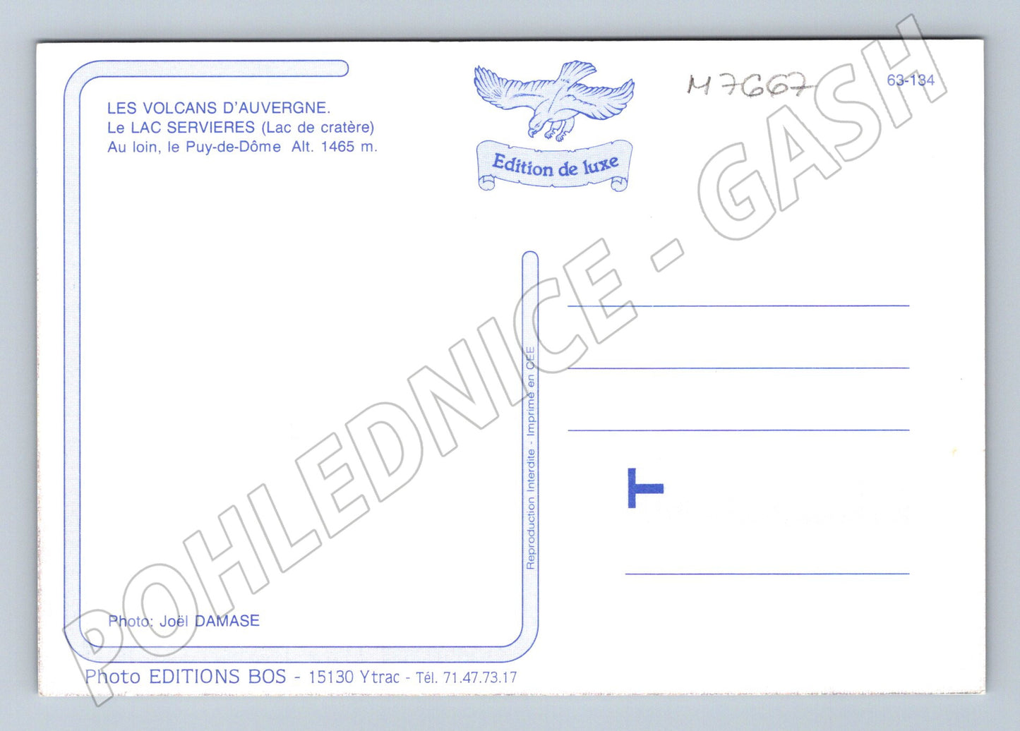 Postcard Auvergne Lac Servières Deluxe Edition (M7667)