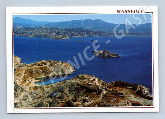 Postcard Marseille panorama and Château d'If France (M7668)