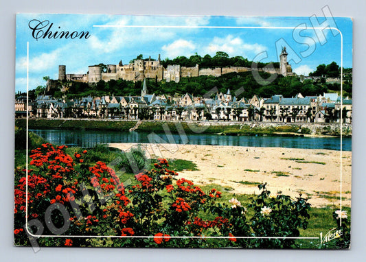 Postcard Chinon castle river Vienne Val de Loire (M7674)