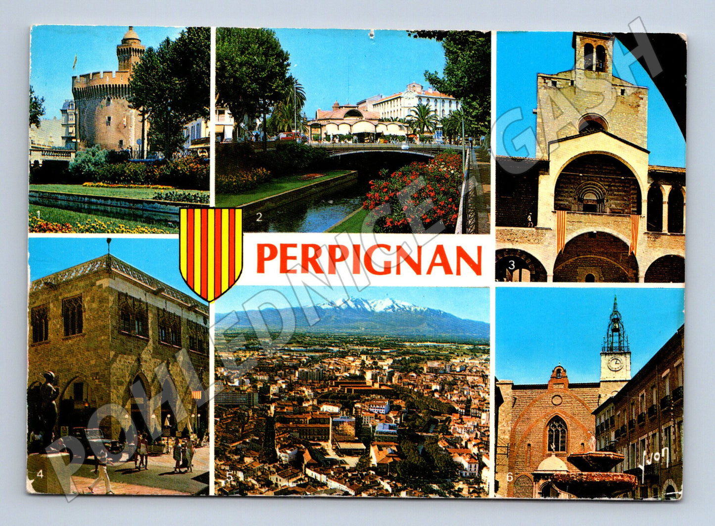 Postcard Perpignan collage of monuments and cities of France (M7675)