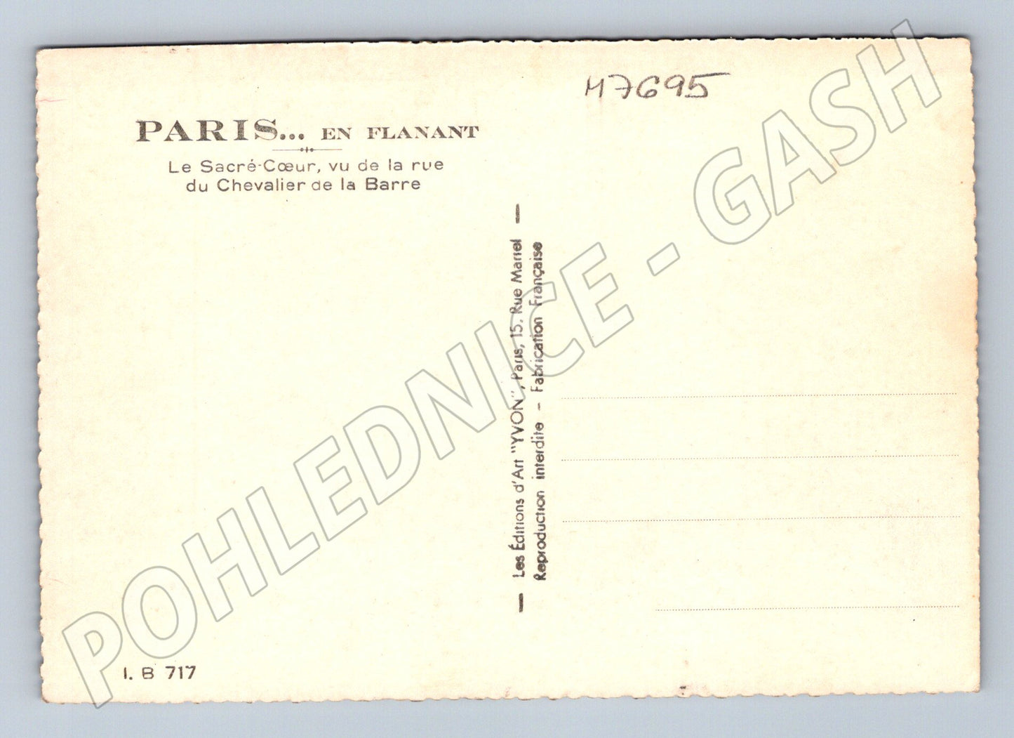 Pohlednice Paříž Sacré Cœur ulice Chevalier de la Barre (M7695)