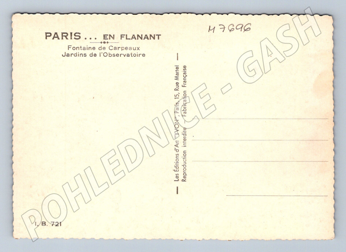 Postcard Paris fountain Carpeaux gardens Observatory (M7696)