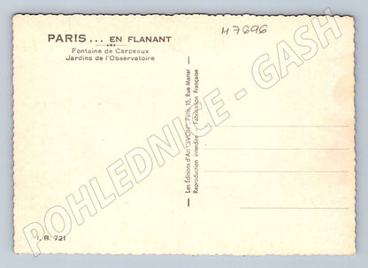 Postcard Paris fountain Carpeaux gardens Observatory (M7696)