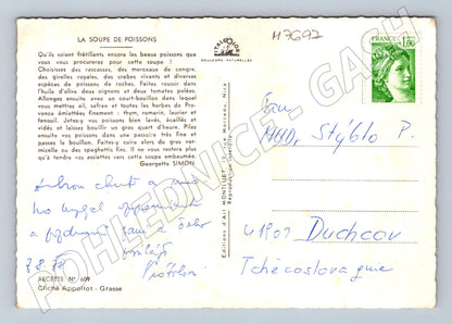 Postcard Recipe for fish soup collage to Czechoslovakia (M7697)